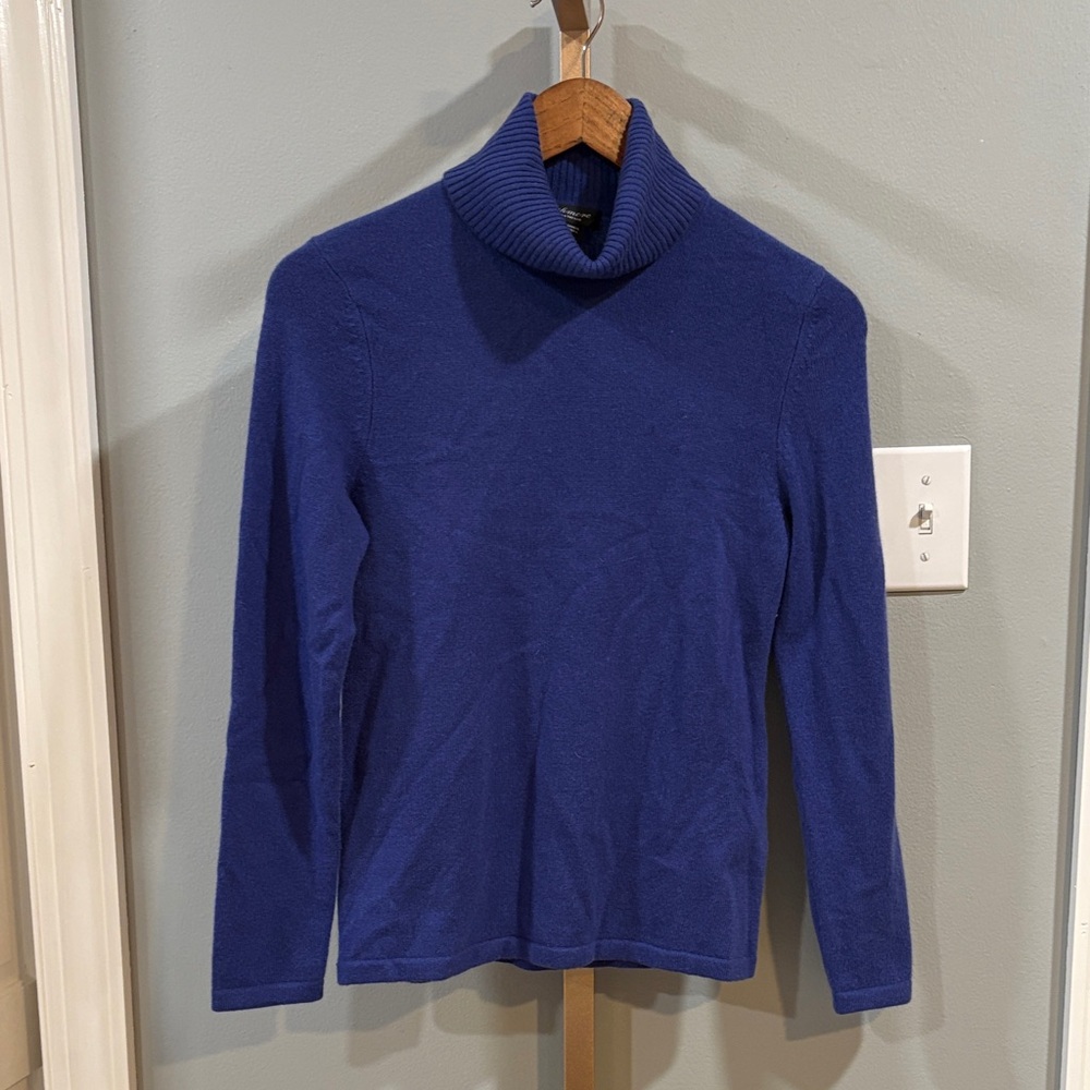 Lord & Taylor Royal Blue 100% Cashmere Turtleneck Sweater